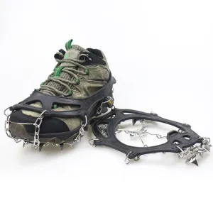 1 Pair  23 Spikes Crampons Outdoor Winter Walk Ice Fishing Snow Shoe Spikes,Size: M Black