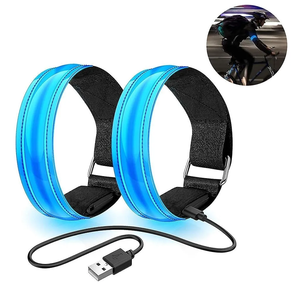 2 Pack Led Armband Running Light Usb Rechargeable Flashing Bracelet For Night Running Cycling