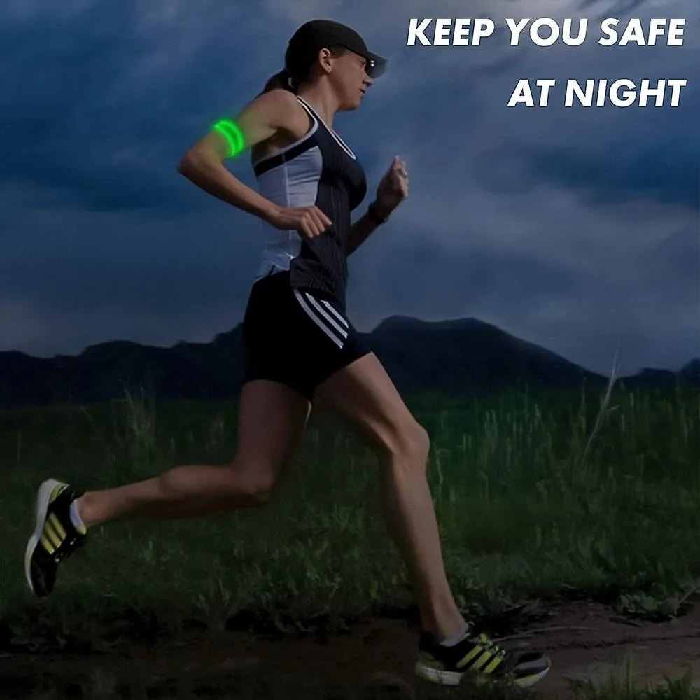 2 Pack Led Armband Running Light Usb Rechargeable Flashing Bracelet For Night Running Cycling