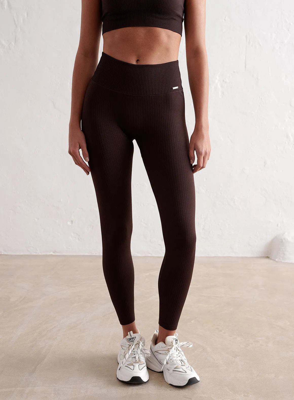 Cacao Ribbed Seamless Tights