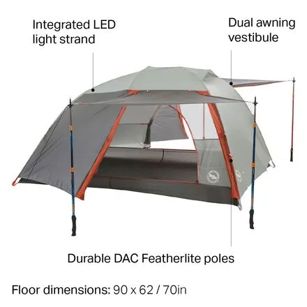 Copper Spur HV UL3 MtnGLO Tent: 3 Person, 3 Season Big Agnes, Silver/Gray