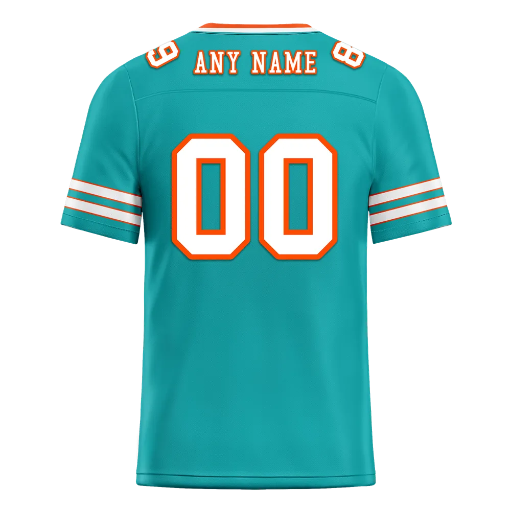 Custom Aqua Sleeve Stripes White Personalized Authentic Football Jersey FBJ02-bc0f07f