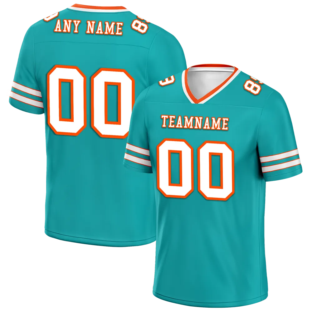 Custom Aqua Sleeve Stripes White Personalized Authentic Football Jersey FBJ02-bc0f07f