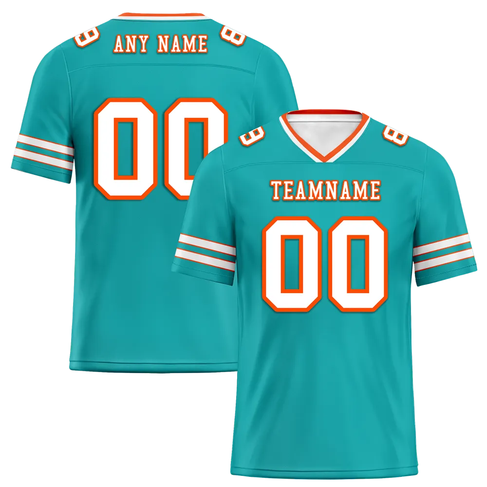 Custom Aqua Sleeve Stripes White Personalized Authentic Football Jersey FBJ02-bc0f07f