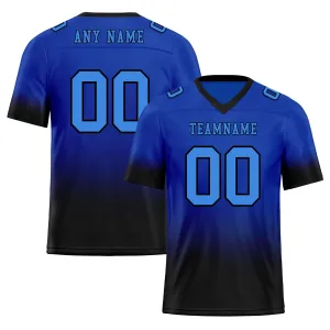 Custom Black Blue Fade Fashion Personalized Authentic Football Jersey FBJ02-D06102