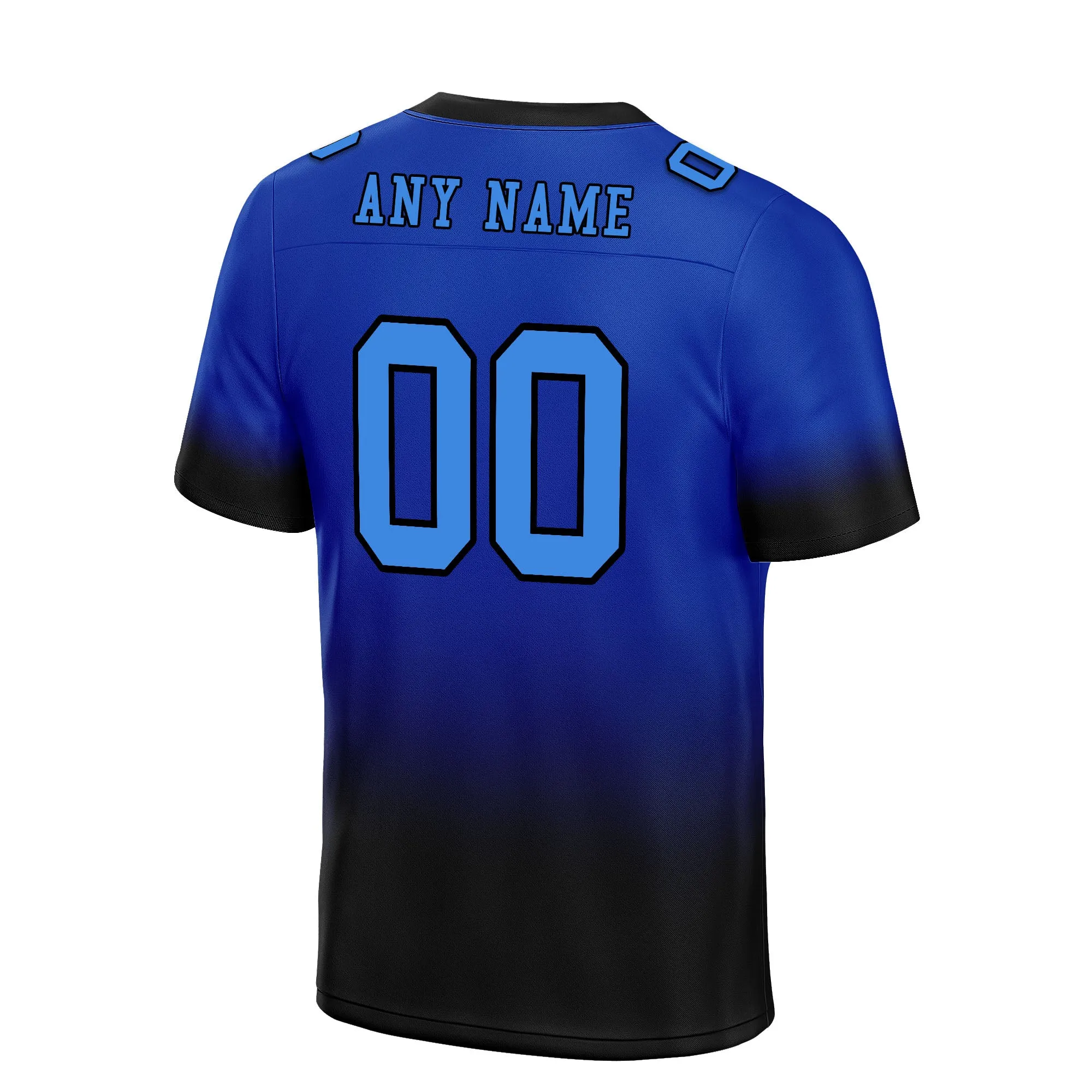 Custom Black Blue Fade Fashion Personalized Authentic Football Jersey FBJ02-D06102