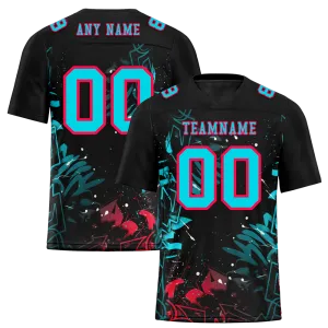 Custom Black Graffiti Pattern Aqua Personalized Authentic Football Jersey FBJ02-bc0face