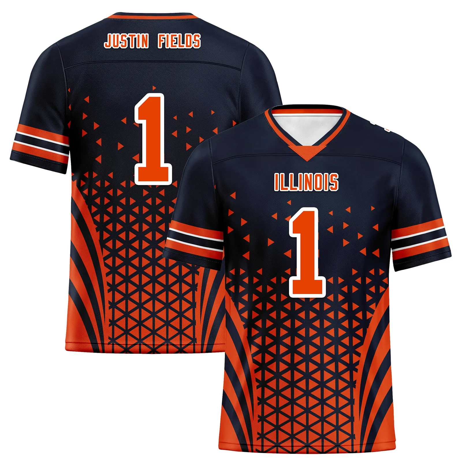 Custom Black Orange Illinois Personalized Authentic Football Jersey FBJ02-D023033-7