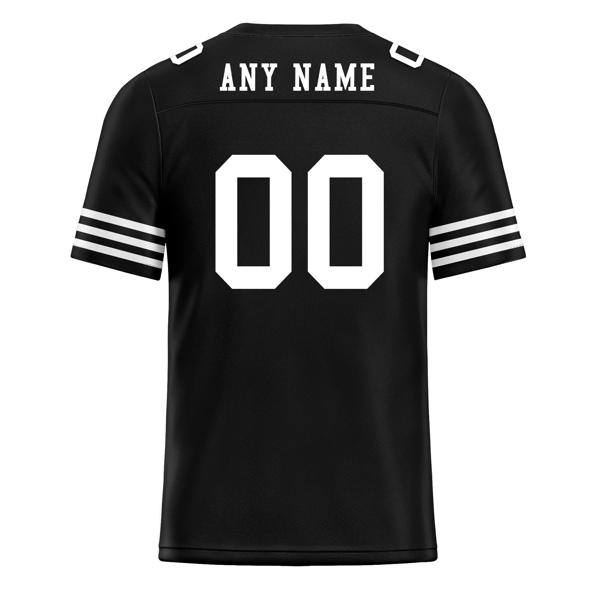 Custom Black White Striped Sleeves Personalized Authentic Football Jersey FBJ02-D06039