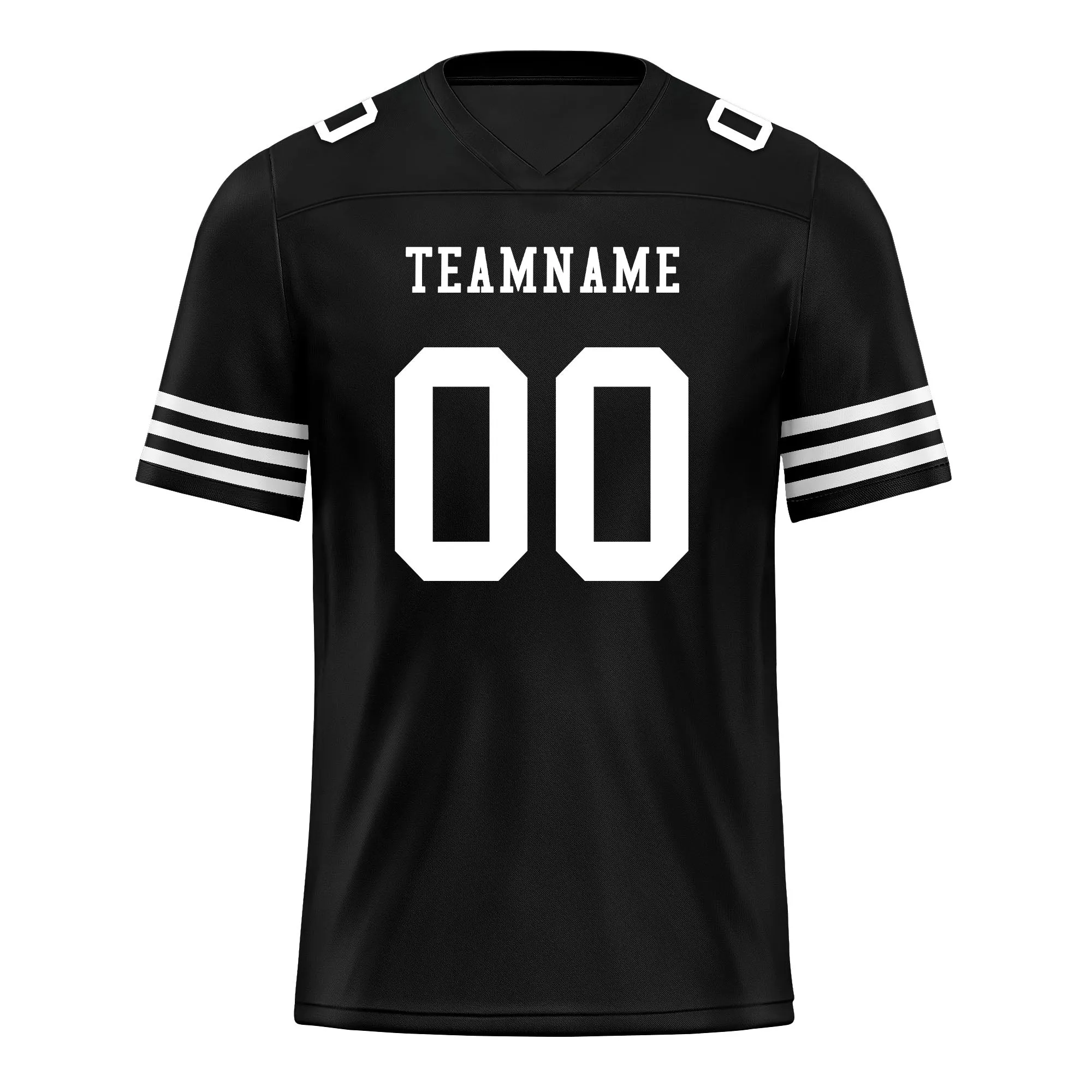 Custom Black White Striped Sleeves Personalized Authentic Football Jersey FBJ02-D06039