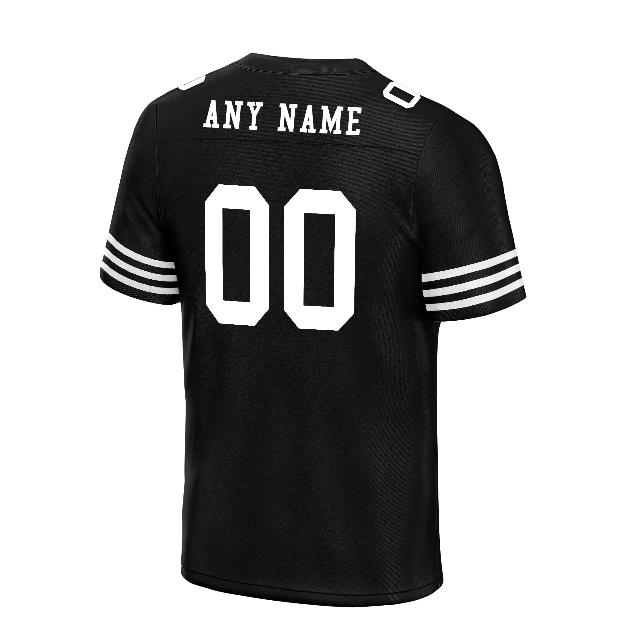 Custom Black White Striped Sleeves Personalized Authentic Football Jersey FBJ02-D06039