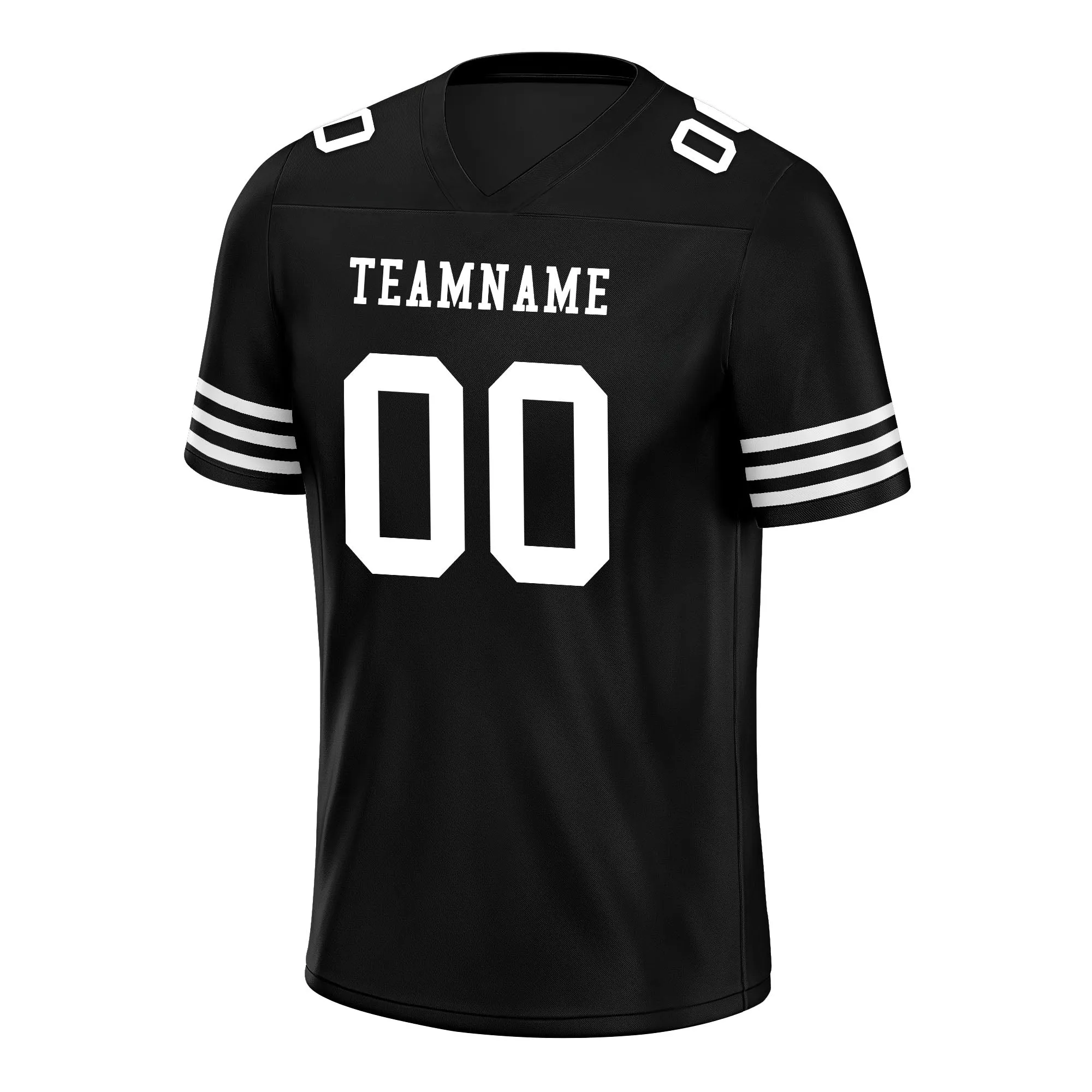 Custom Black White Striped Sleeves Personalized Authentic Football Jersey FBJ02-D06039