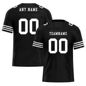 Custom Black White Striped Sleeves Personalized Authentic Football Jersey FBJ02-D06039