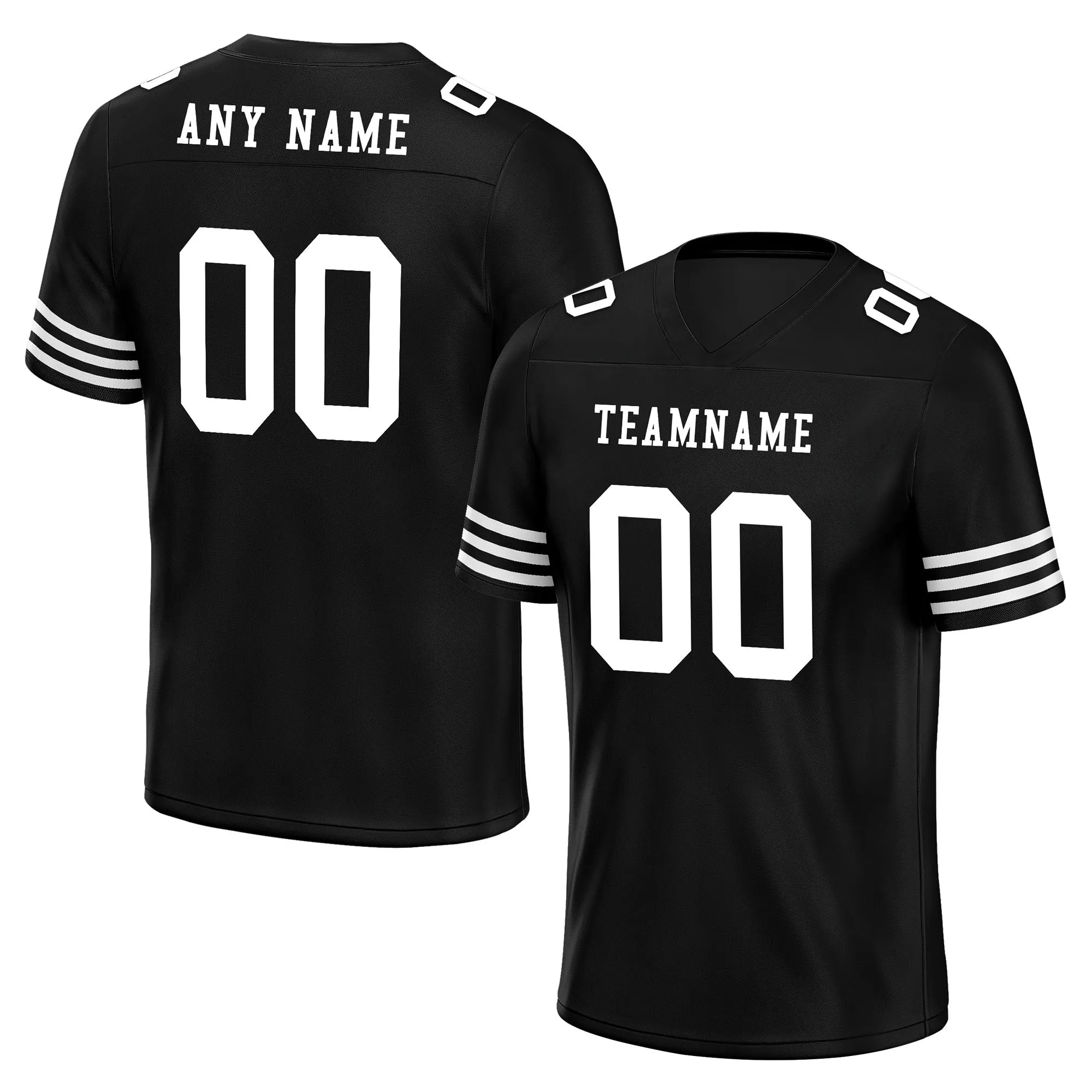 Custom Black White Striped Sleeves Personalized Authentic Football Jersey FBJ02-D06039