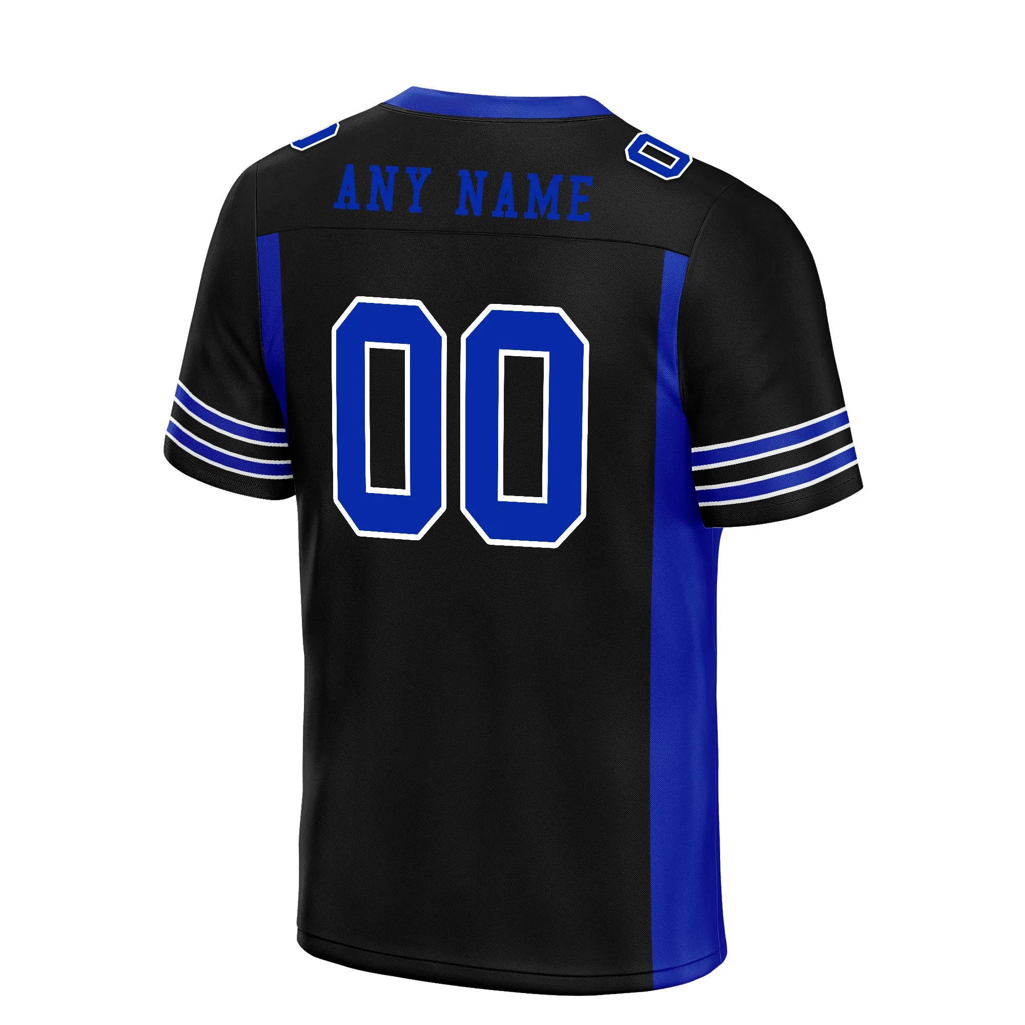 Custom Blue Black Striped Sleeves Personalized Authentic Football Jersey FBJ02-D06072