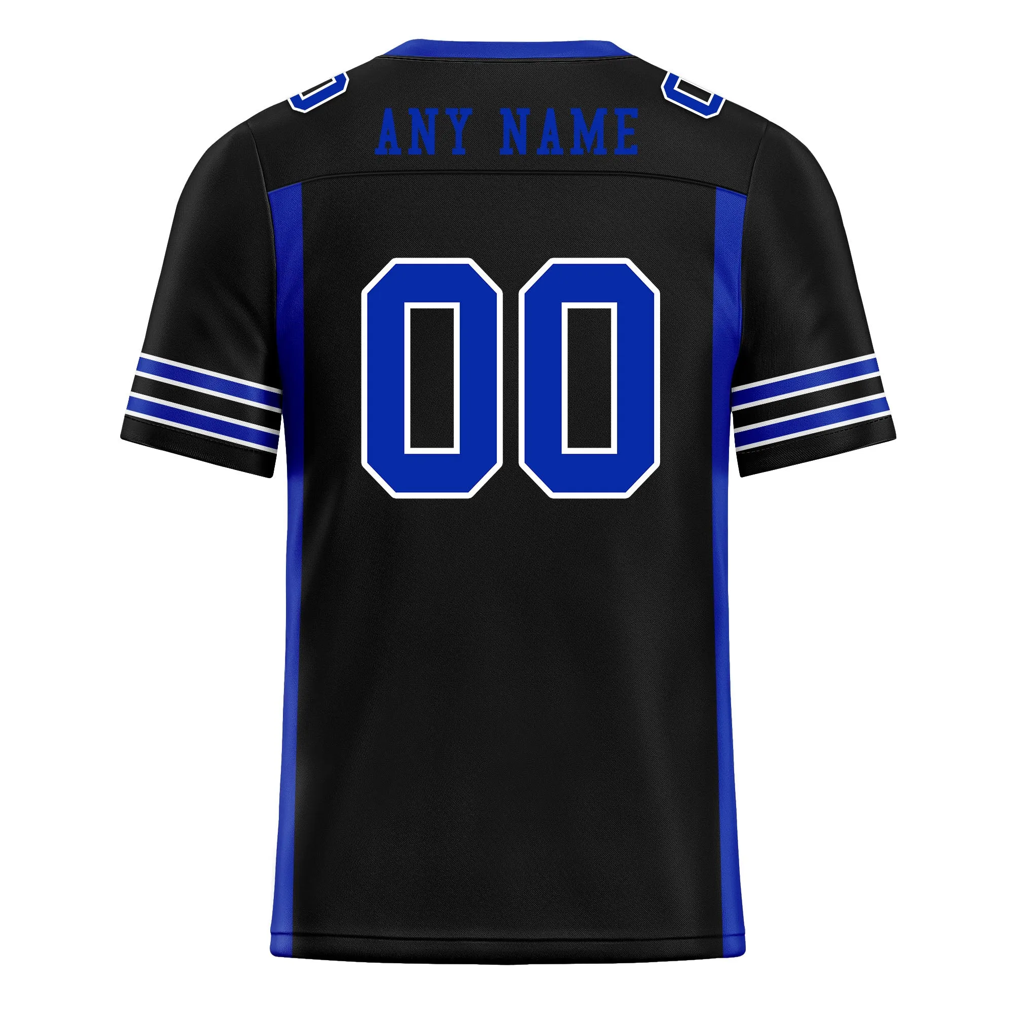 Custom Blue Black Striped Sleeves Personalized Authentic Football Jersey FBJ02-D06072