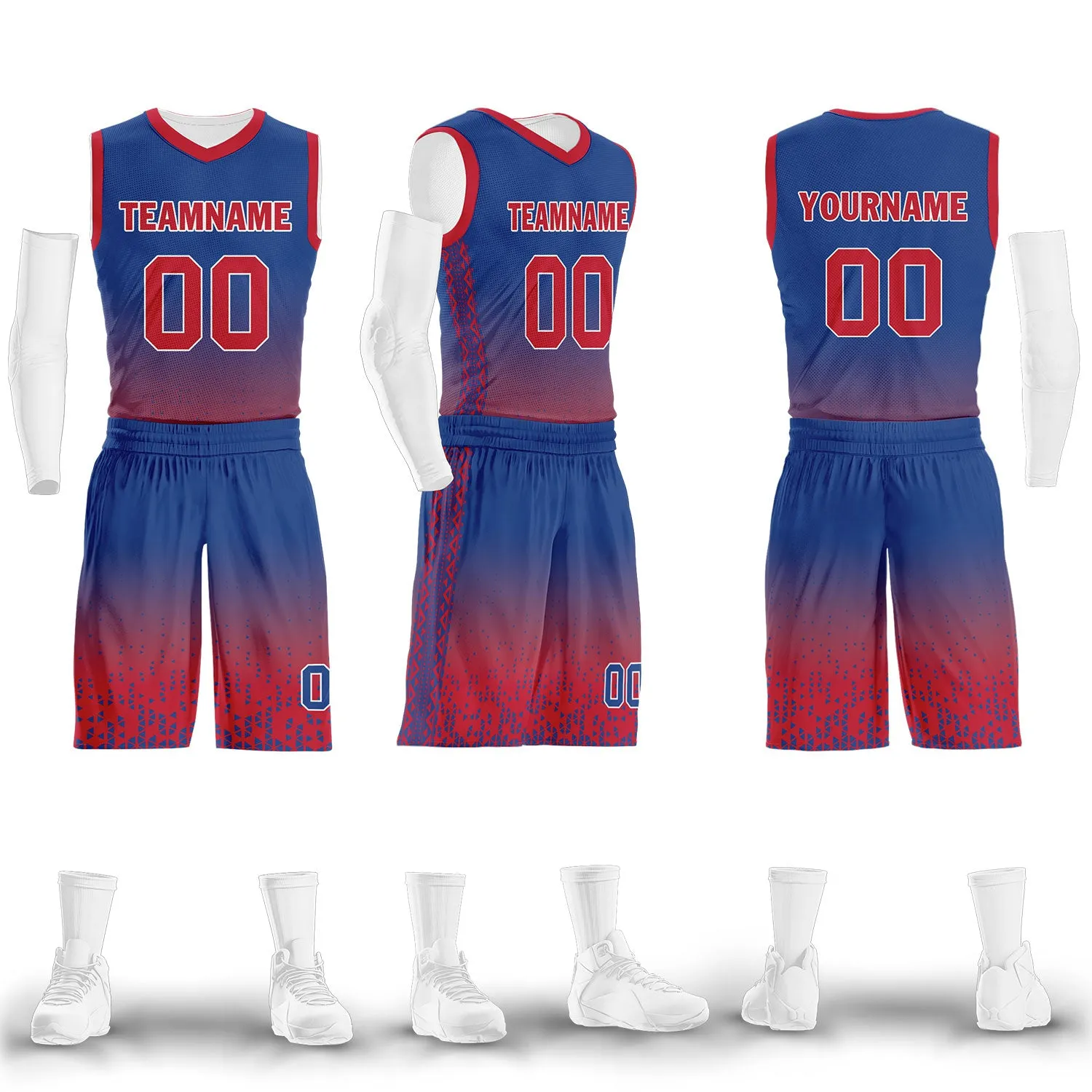 Custom Blue Red Fade Fashion Sports Uniform Basketball Jersey BBJ01-D020102-1