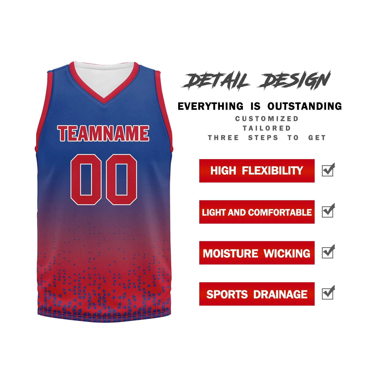 Custom Blue Red Fade Fashion Sports Uniform Basketball Jersey BBJ01-D020102-1