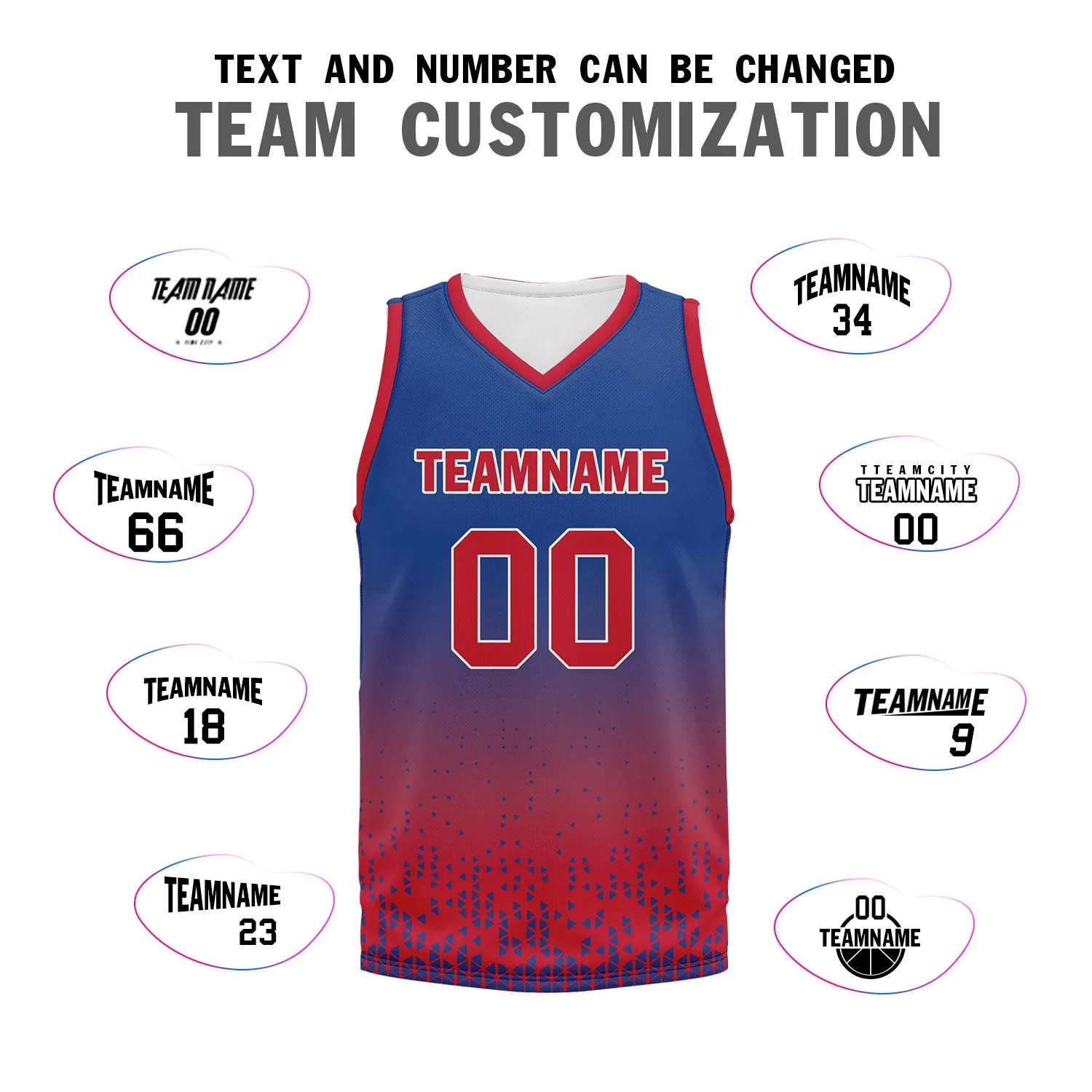 Custom Blue Red Fade Fashion Sports Uniform Basketball Jersey BBJ01-D020102-1