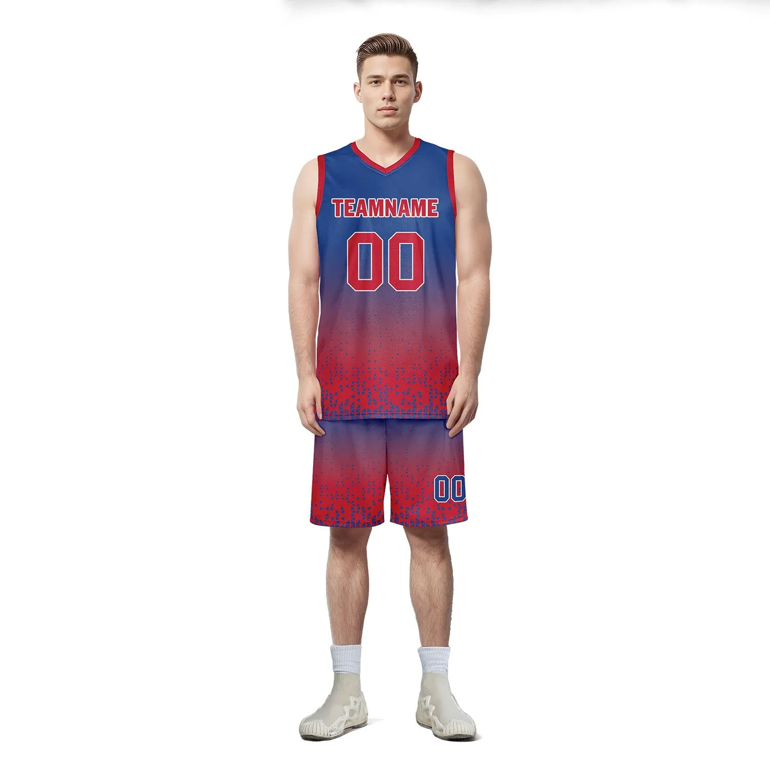 Custom Blue Red Fade Fashion Sports Uniform Basketball Jersey BBJ01-D020102-1