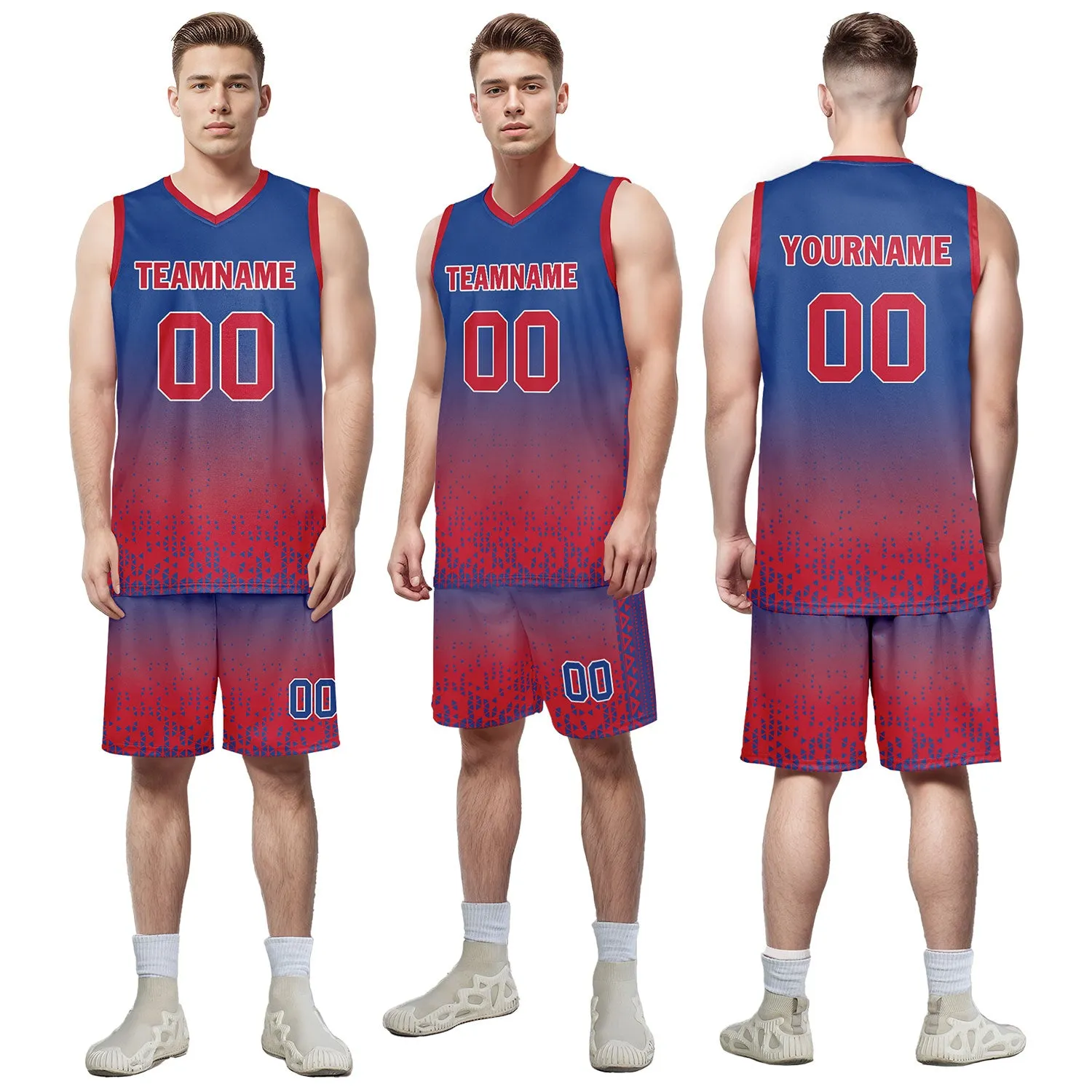 Custom Blue Red Fade Fashion Sports Uniform Basketball Jersey BBJ01-D020102-1