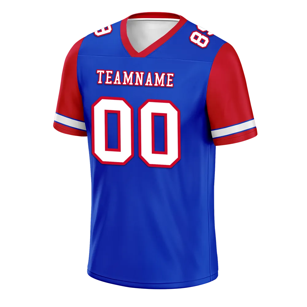 Custom Blue Red Two Tone White Personalized Authentic Football Jersey FBJ02-bc0f09d