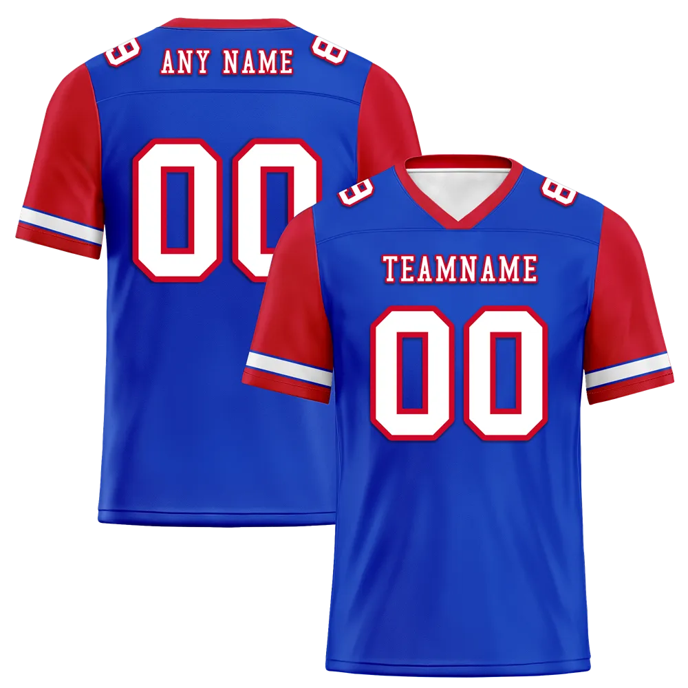 Custom Blue Red Two Tone White Personalized Authentic Football Jersey FBJ02-bc0f09d