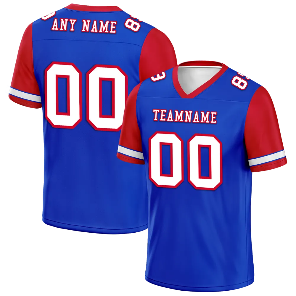 Custom Blue Red Two Tone White Personalized Authentic Football Jersey FBJ02-bc0f09d