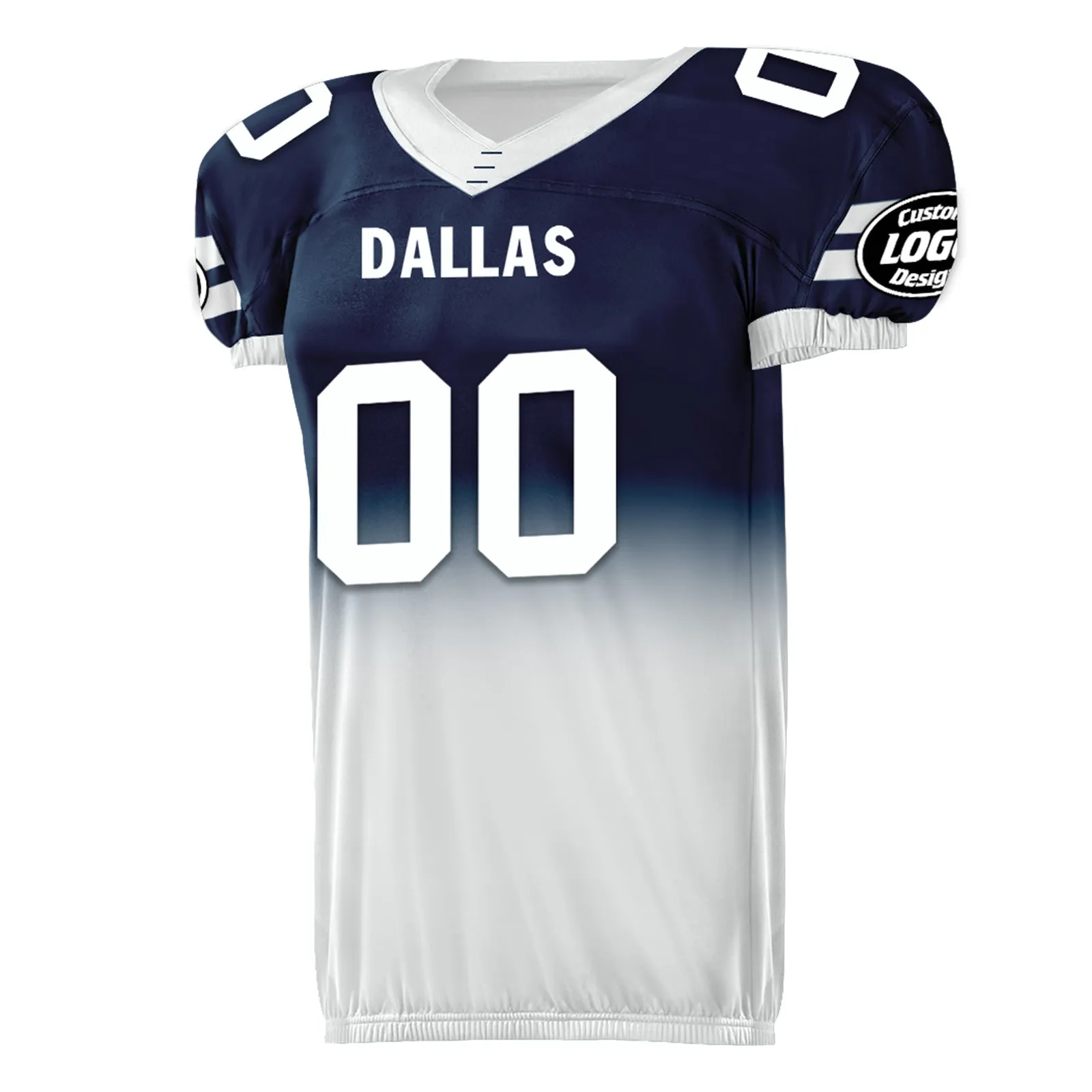 Custom Blue White Fade Fashion Dallas High-Performance American Football Jersey FBJ06-D020252-9