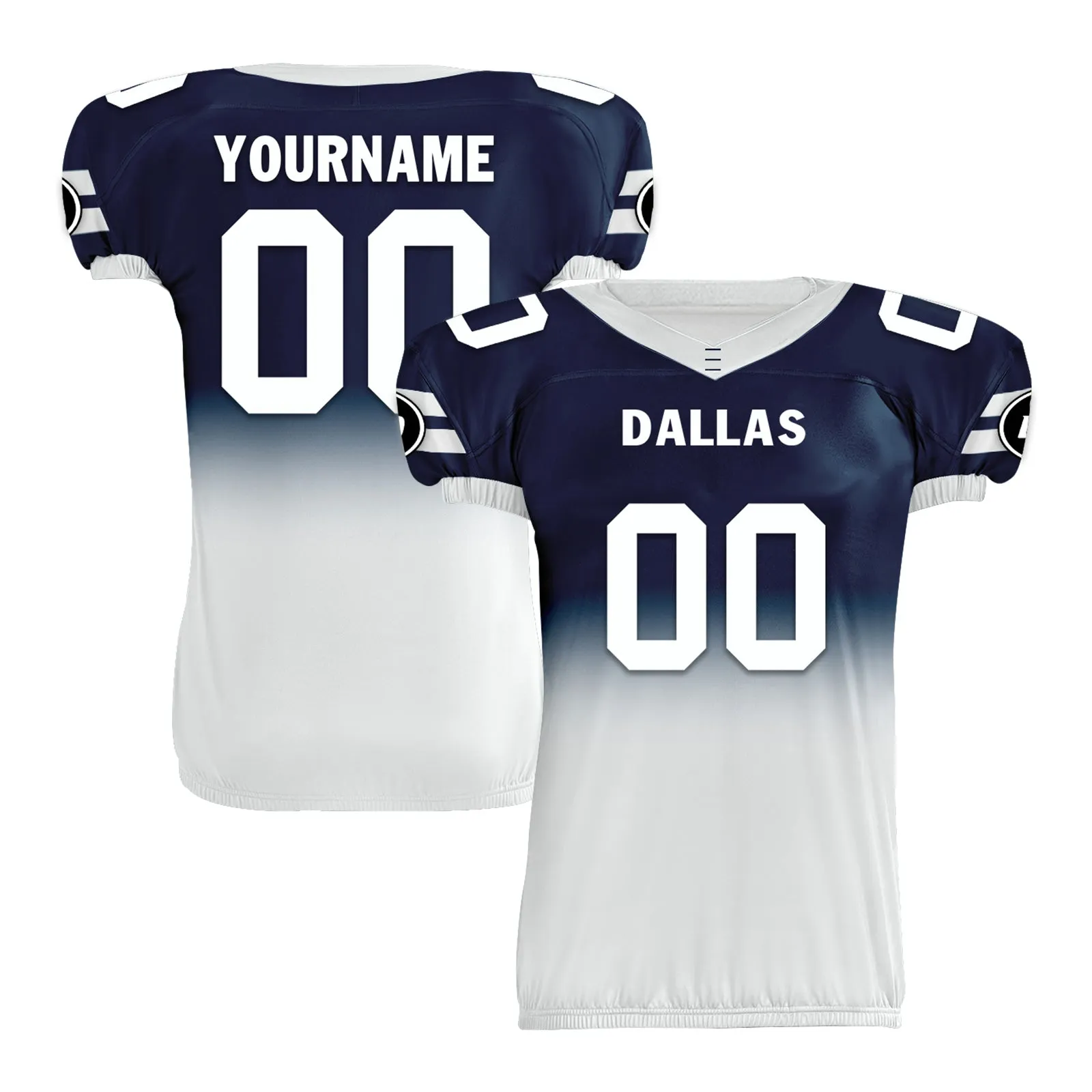 Custom Blue White Fade Fashion Dallas High-Performance American Football Jersey FBJ06-D020252-9