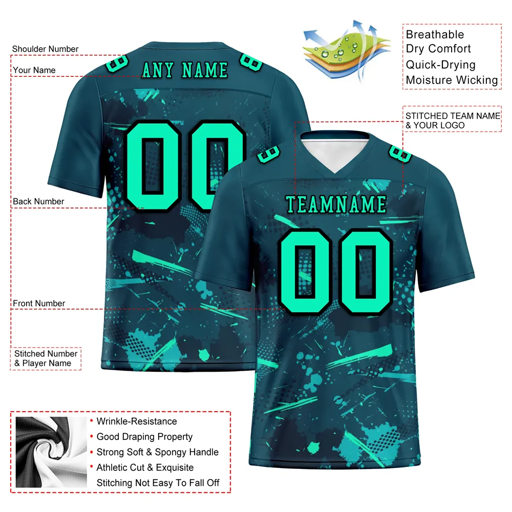 Custom Green Graffiti Pattern Green Personalized Authentic Football Jersey FBJ02-bc0fab8