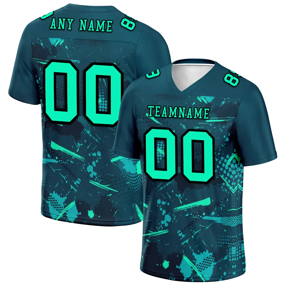 Custom Green Graffiti Pattern Green Personalized Authentic Football Jersey FBJ02-bc0fab8