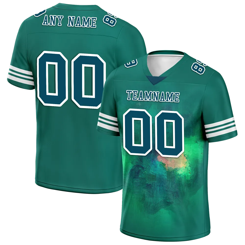 Custom Green Tie Dye Aqua Personalized Authentic Football Jersey FBJ02-bc0fa79