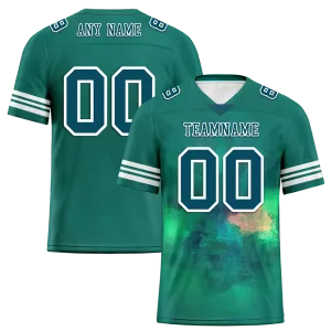 Custom Green Tie Dye Aqua Personalized Authentic Football Jersey FBJ02-bc0fa79