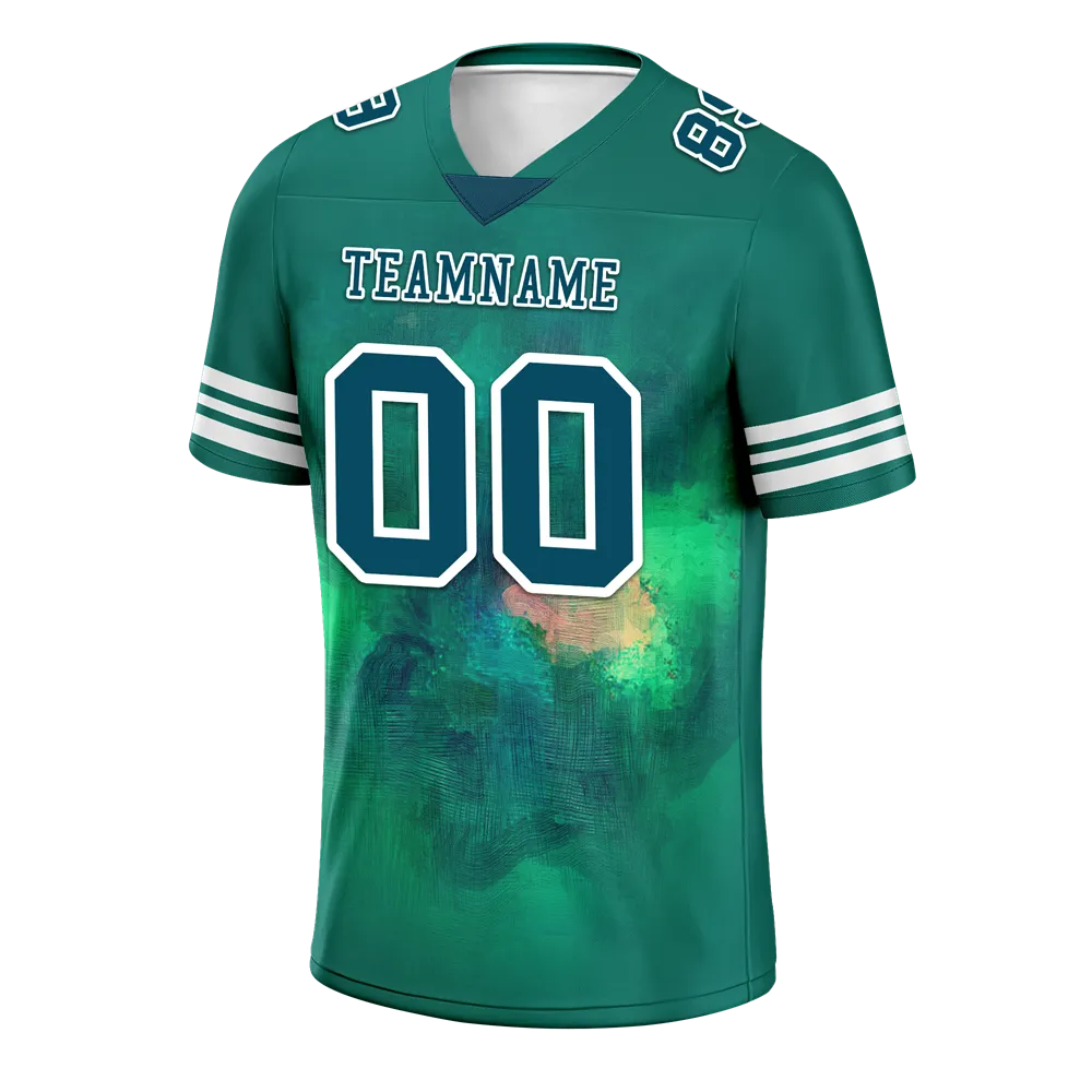 Custom Green Tie Dye Aqua Personalized Authentic Football Jersey FBJ02-bc0fa79