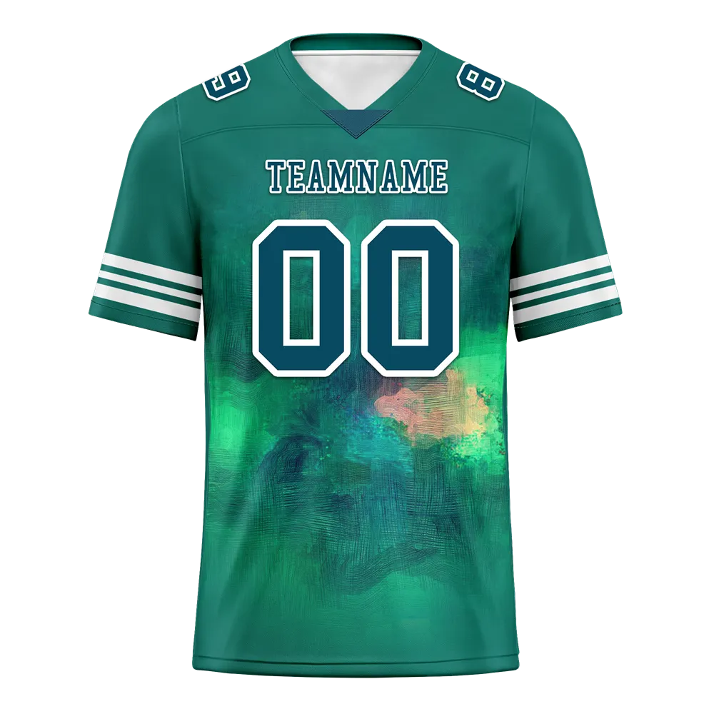 Custom Green Tie Dye Aqua Personalized Authentic Football Jersey FBJ02-bc0fa79