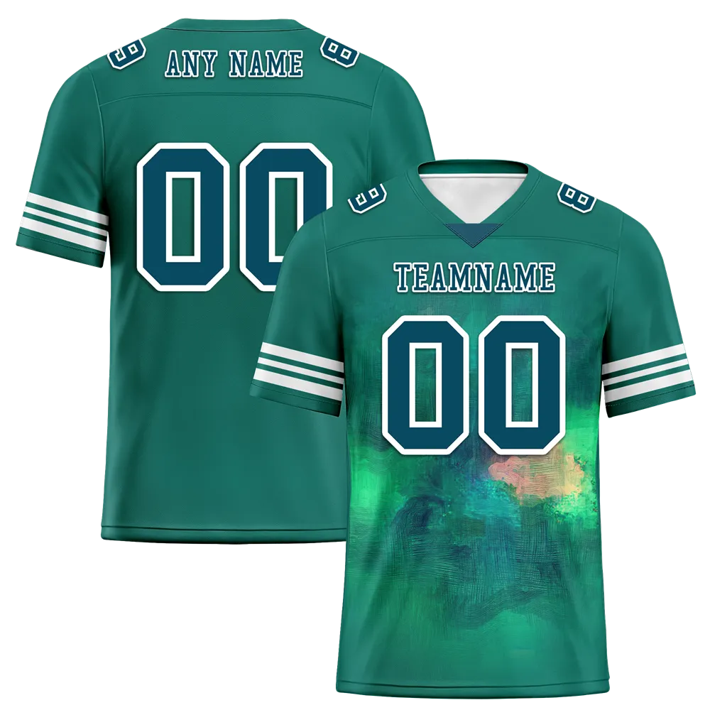 Custom Green Tie Dye Aqua Personalized Authentic Football Jersey FBJ02-bc0fa79