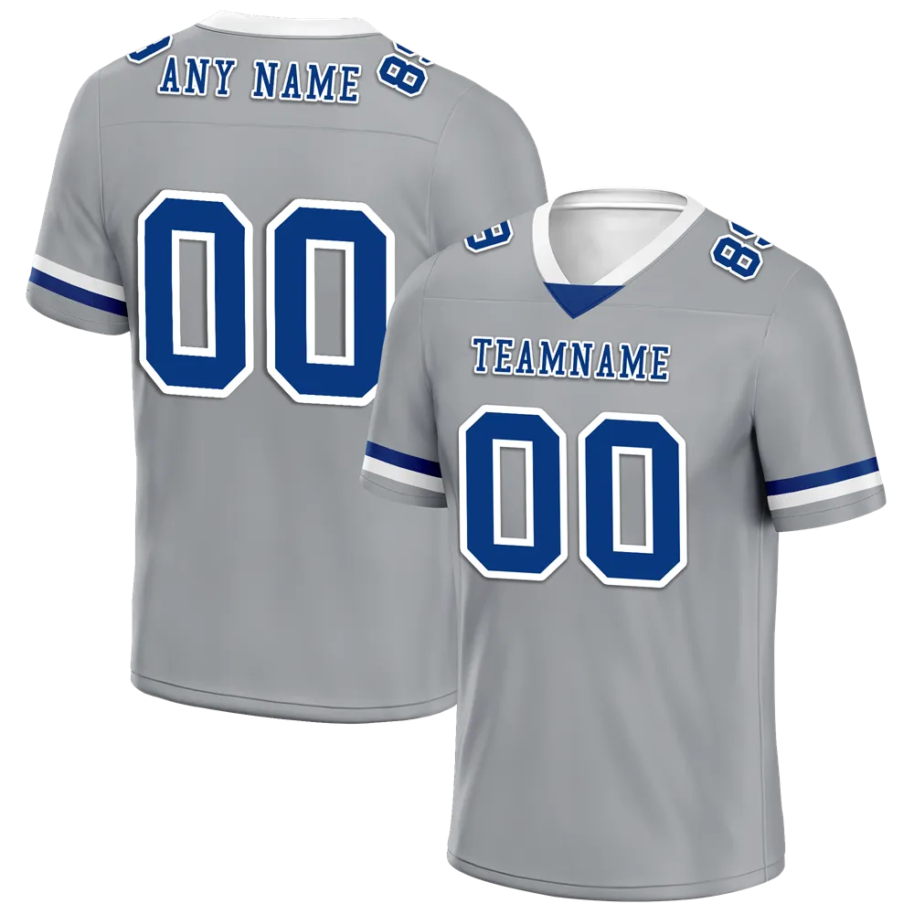 Custom Grey Classic Style Blue Personalized Authentic Football Jersey FBJ02-bc0f0ac