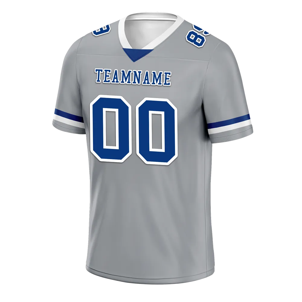 Custom Grey Classic Style Blue Personalized Authentic Football Jersey FBJ02-bc0f0ac