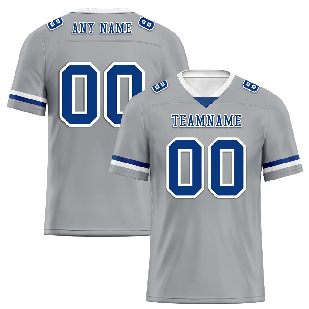 Custom Grey Classic Style Blue Personalized Authentic Football Jersey FBJ02-bc0f0ac