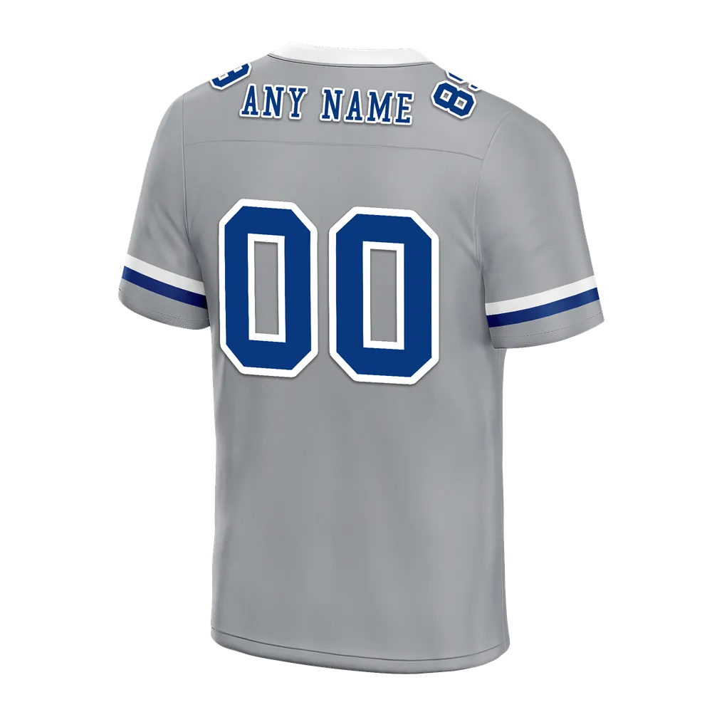 Custom Grey Classic Style Blue Personalized Authentic Football Jersey FBJ02-bc0f0ac