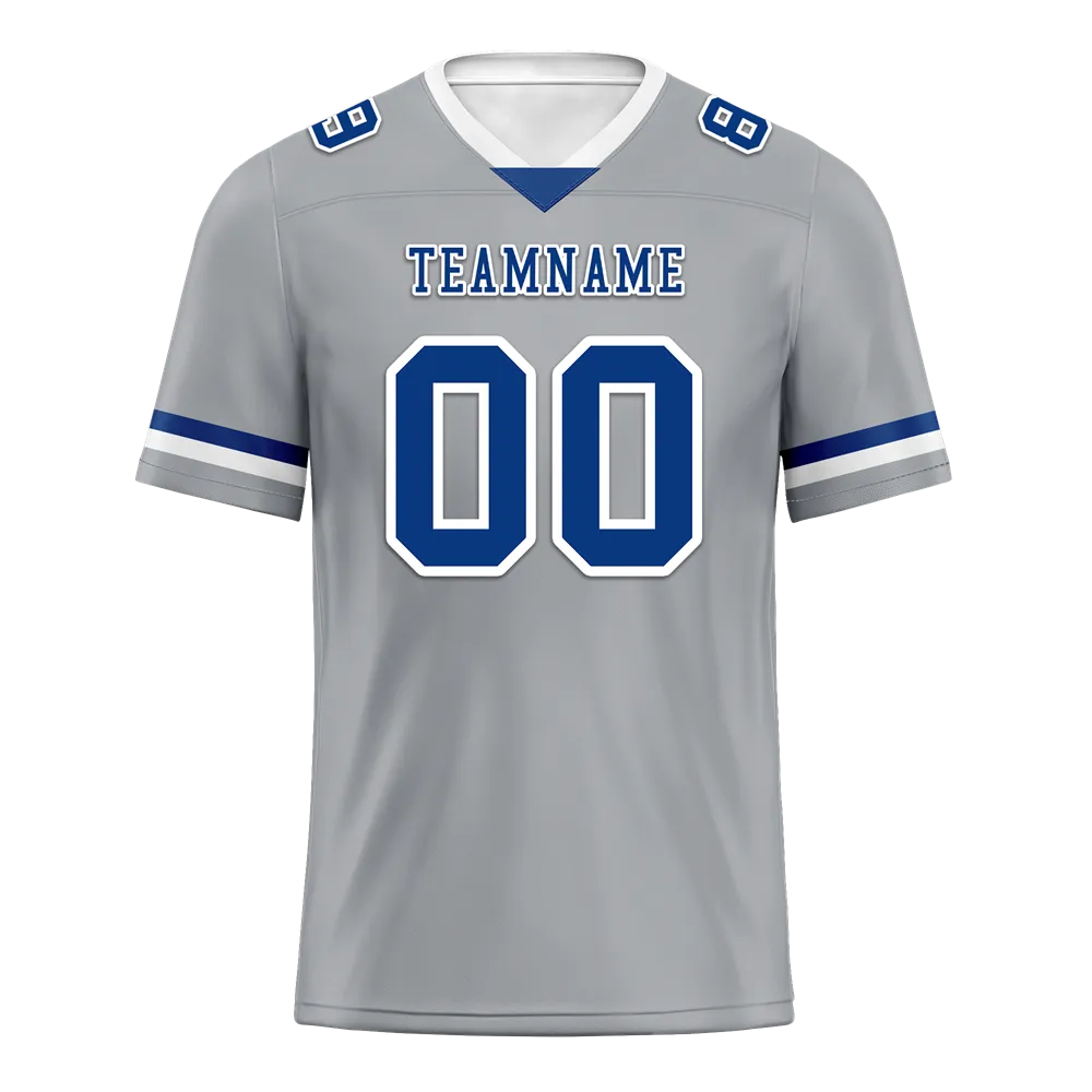 Custom Grey Classic Style Blue Personalized Authentic Football Jersey FBJ02-bc0f0ac