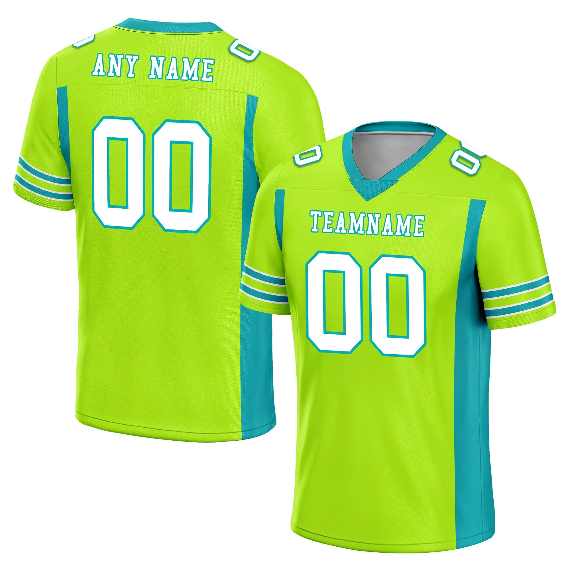 Custom Lemon Green Striped Sleeves Personalized Authentic Football Jersey FBJ02-D06054