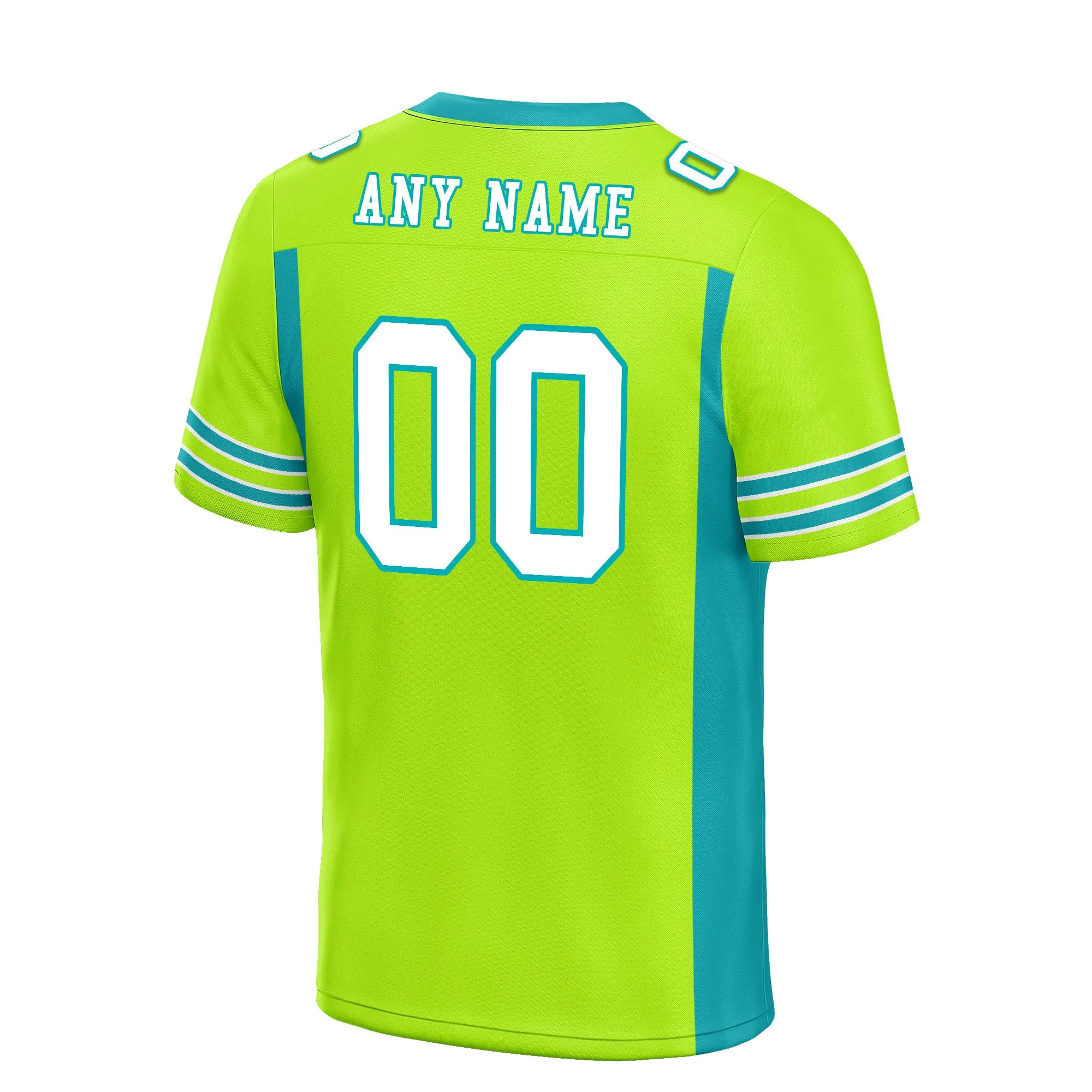 Custom Lemon Green Striped Sleeves Personalized Authentic Football Jersey FBJ02-D06054