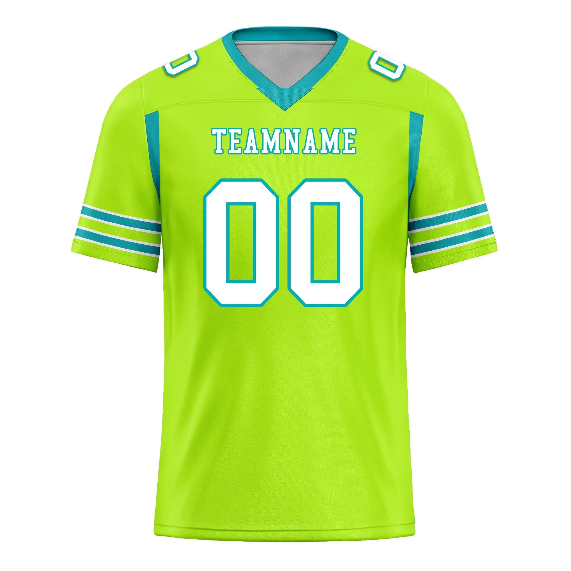 Custom Lemon Green Striped Sleeves Personalized Authentic Football Jersey FBJ02-D06054