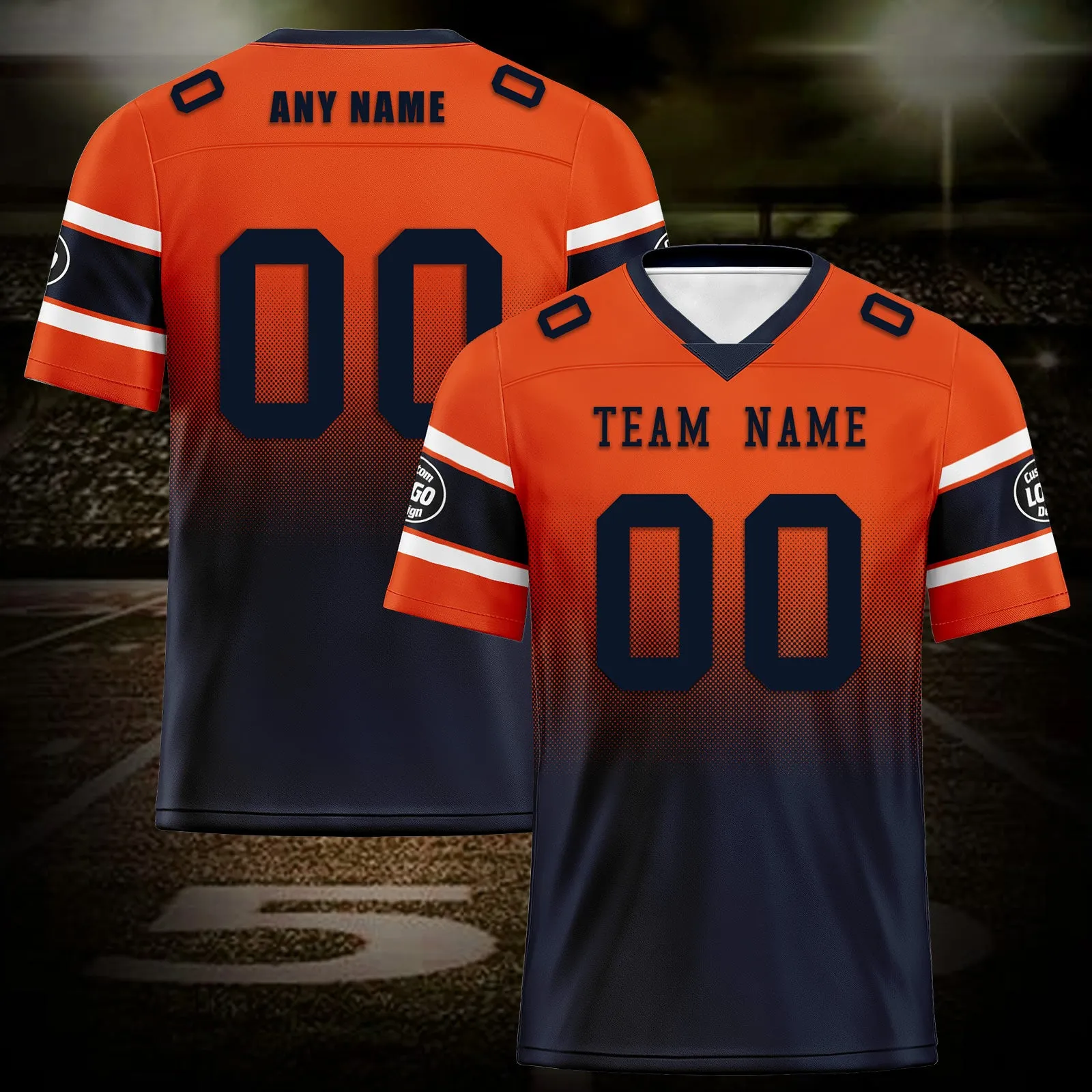 Custom Orange Blue Chicago Personalized Authentic Football Jersey FBJ02-D020249-7