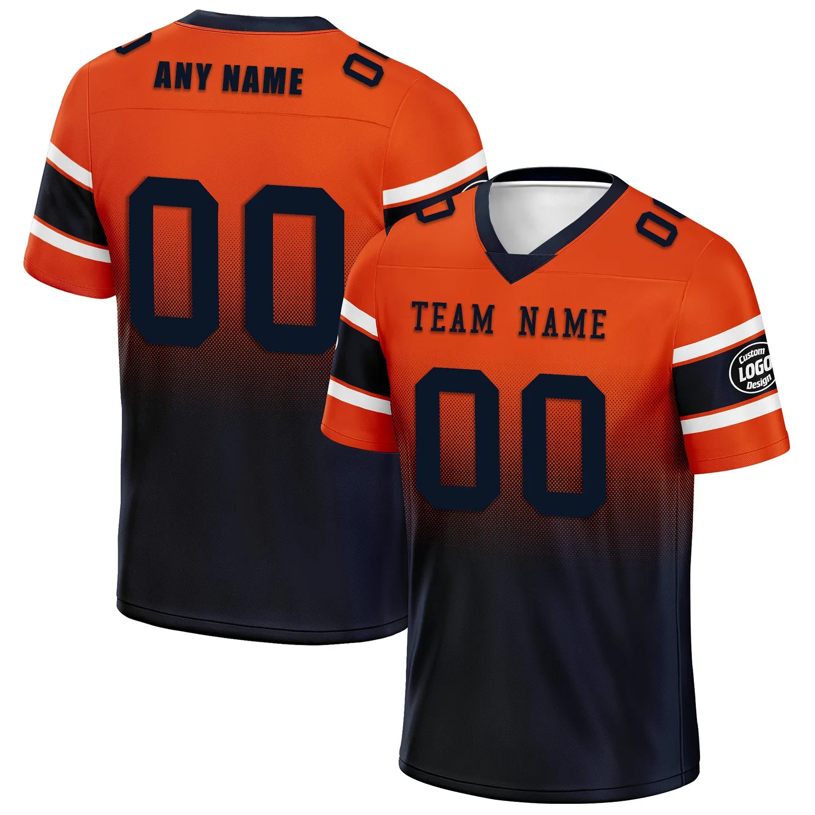 Custom Orange Blue Chicago Personalized Authentic Football Jersey FBJ02-D020249-7