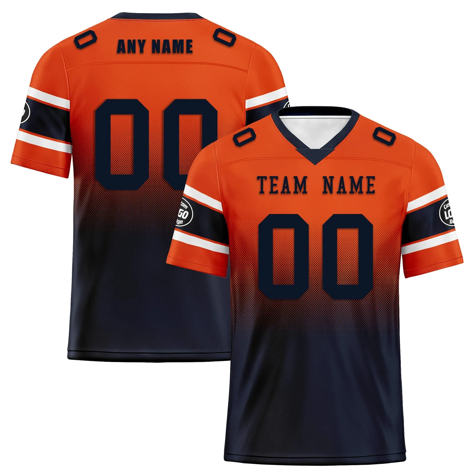 Custom Orange Blue Chicago Personalized Authentic Football Jersey FBJ02-D020249-7