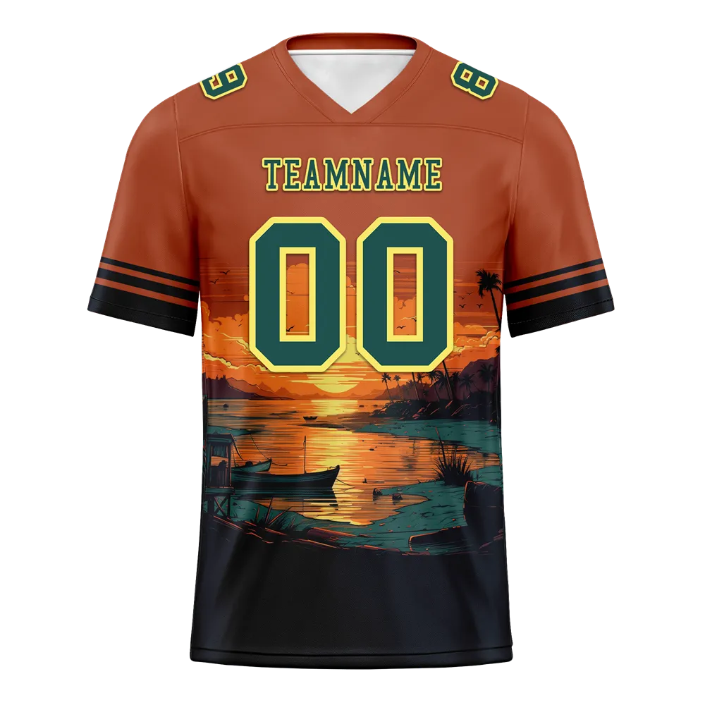 Custom Orange Hawaii Aqua Personalized Authentic Football Jersey FBJ02-bc0fa9f