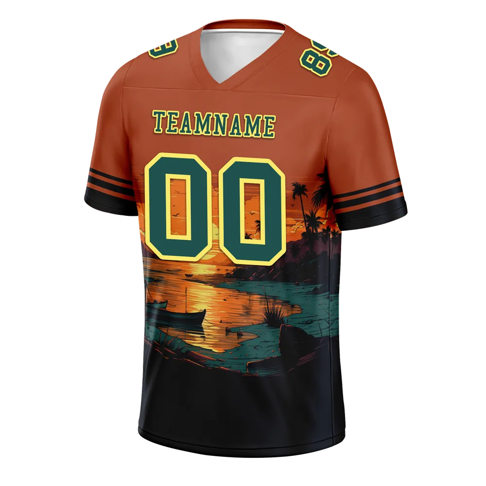 Custom Orange Hawaii Aqua Personalized Authentic Football Jersey FBJ02-bc0fa9f